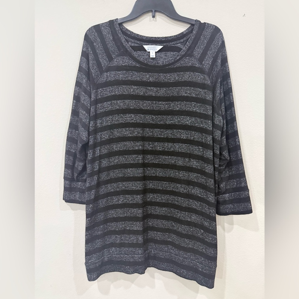 Market & Spruce Black & Heather Gray Striped Tunic